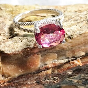 Dainty Rasberry Mystic Topaz Sterling Silver Ring Sz6