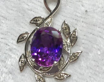 1.88ct Amethyst Sterling Silver Rhodium Plated Pendant