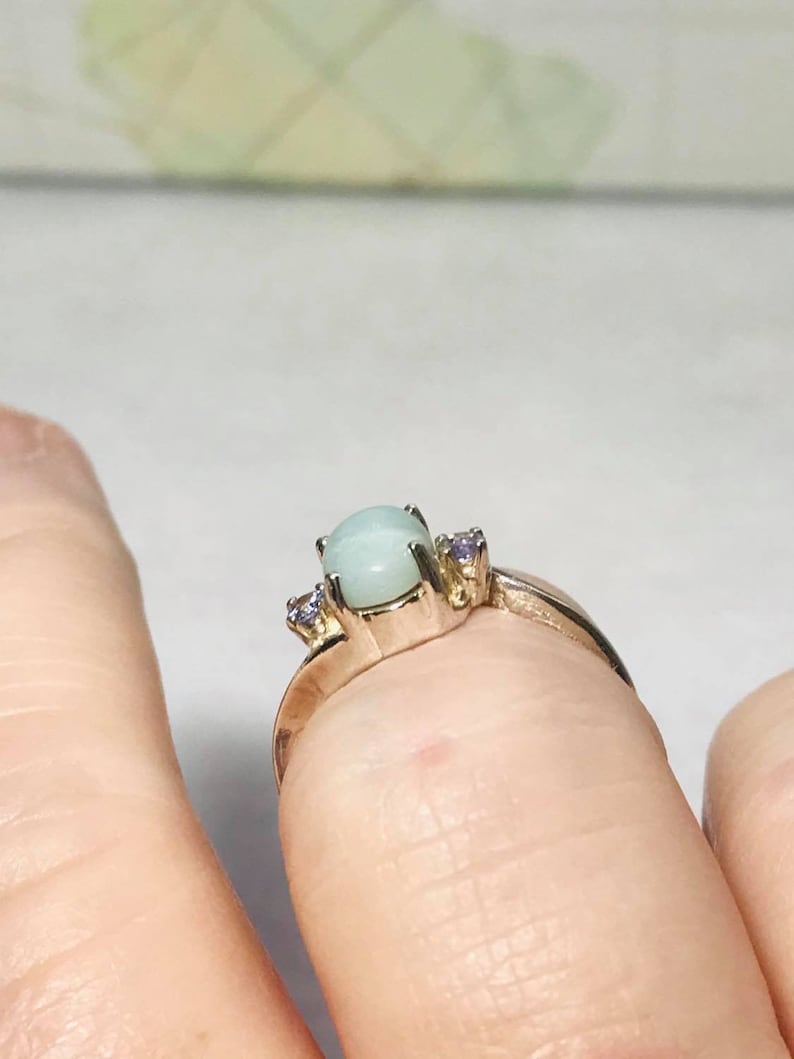 Larimar and Tanzanite Sterling Silver Ring Sz 7