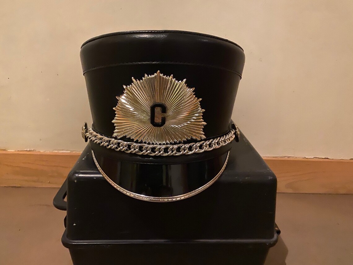 Vintage marching band hat with plume and carrying case Etsy