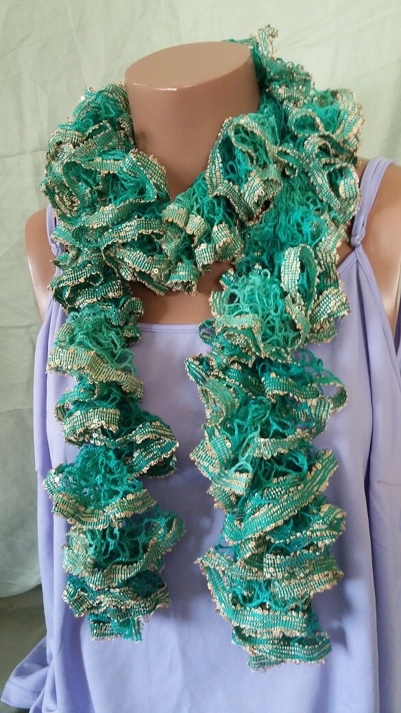 BOHO Sparkly Gold n Green Crochet Spring Fashion Sashay | Etsy