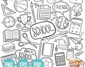 School Clip art Scrapbooking Doodle Clipart Scrapbook Teacher Coloring Friends Icon Line Art Hand Drawn Scribble Design Stickers Transparent