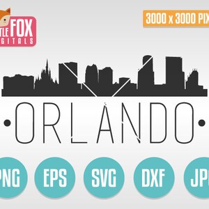 SVG VEKTOR ORLANDO. Florida USA Cut File Skyline Stadt Silhouette. Clipart Set Digitale Illustration. Ornamente geschnitten Datei.