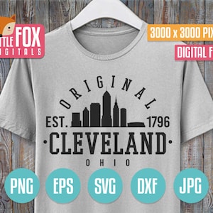CLEVELAND OHIO, cut Silhouette Vector Skyline. City Landmark College Design Logo Cuttable Design. University Silhouette. Cut Cameo Cricut.