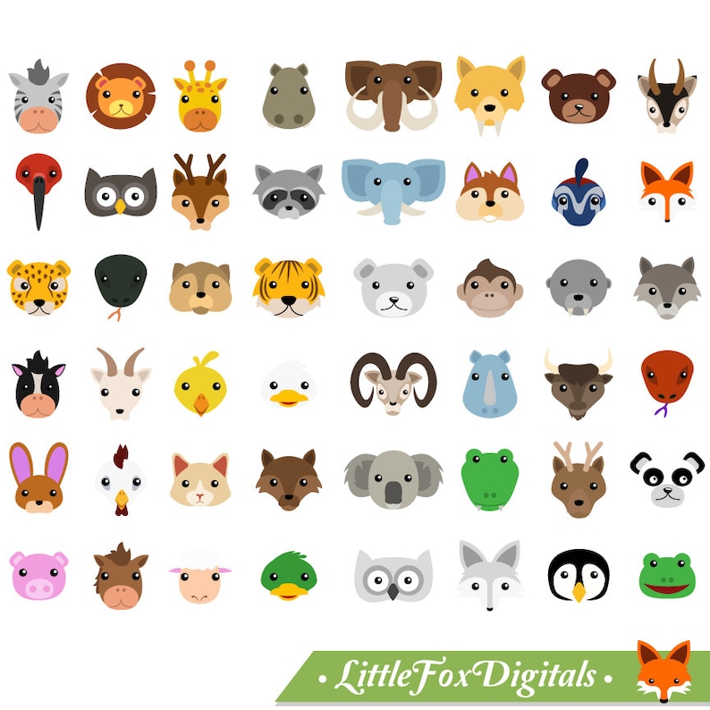 Emoji Baby Animals Face Arctic Farm Safari Forest Clipart Etsy