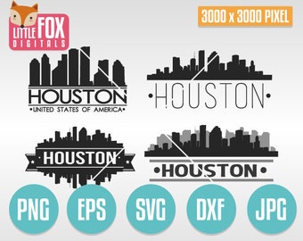 Houston Skyline SVG : Texas USA City Silhouette fichier de coupe (téléchargement numérique)