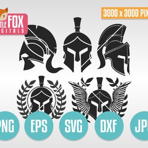 SVG SPARTAN WARRIOR. Helmet Trojan Vinyl Sticker. Icon Logo Silhouette Clipart. Vector Illustration Scrapbook. Cuttable Spartan Helmet Dxf.