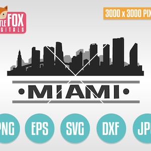 SVG Vector MIAMI Florida. Miami Svg Skyline. Miami Svg Cut File Clip Art. Cutting File Svg Design. Silhouette Vector Svg Cityscape Horizon.