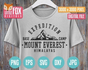 MOUNT EVEREST, Himalaya cut Silhouette Vector. Landmark Mountain Logo Cuttable Design. Silhouette Cameo Cricut. Scene Vector Silhouette.