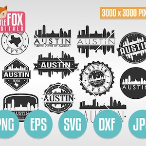 Timbres SVG AUSTIN TX. Fichier de coupe SVG Texas. Ligne d'horizon SVG Austin. Silhouette svg Austin. Images clipart Austin. Poste de conception de logo d'icône vectorielle.