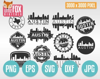 SVG AUSTIN TX Stamps. Svg Cut File Texas. Svg Skyline Austin. Silhouette svg Austin. Clip art Austin Clipart. Vector Icon Logo Design Post.