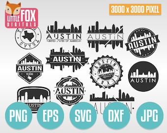 SVG AUSTIN TX Stamps. Svg Cut File Texas. Svg Skyline Austin. Silhouette svg Austin. Clip art Austin Clipart. Vector Icon Logo Design Post.