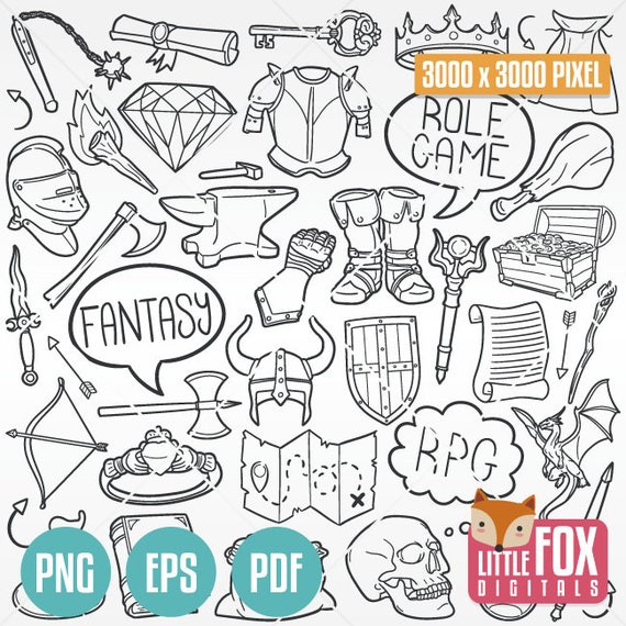 Board Games Doodle Clipart Icons. Family Game Play Scrapbook 