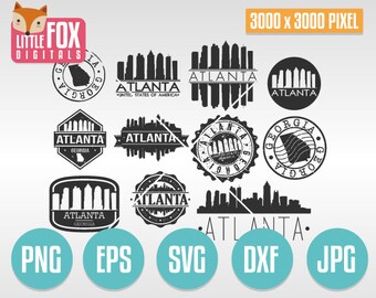 Atlanta Skyline Svg, Dxf, Eps, Jpg, Png File | City Silhouette Vector ...