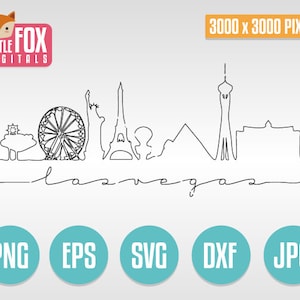 SVG Skyline LAS VEGAS Nevada. Skyline City Doodle One Line. Silhouette minimalista lineare di Las Vegas. Silhouette di schizzo di design vettoriale.