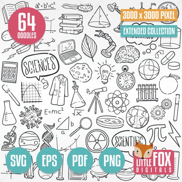 SCIENCE, SVG doodle vector icons. Laboratory Chemistry STEM Doodle Icons Clipart. Lab Set Hand Drawn Line Design Clip Coloring Sketch.