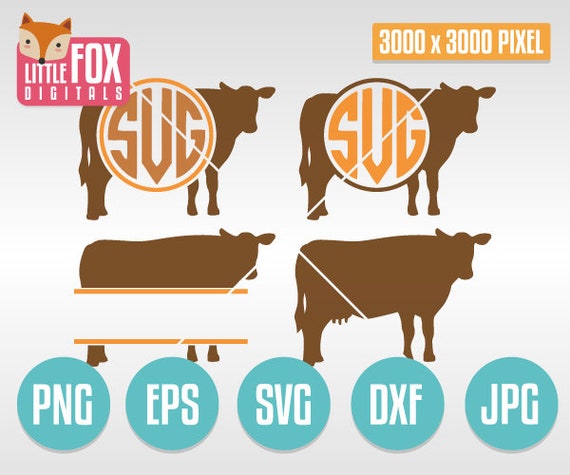Download Svg Cow Cattle Monogram Farm Pet Animal Silhouette Clipart Etsy