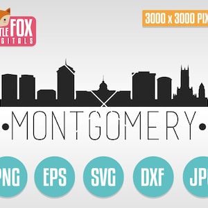 SKYLINE MONTGOMERY SVG. Montgomery, Alabama, fichier coupe Skyline City. Silhouette d'horizon de Montgomery. Montgomery Cut Design Silhouette vecteur.