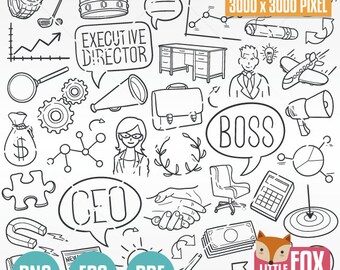 CEO Executive Director Boss, Doodle icon vectors. Team Leadership Entrepreneur Clipart. Businessman Hand Drawn Design Clip Coloring Sketch.