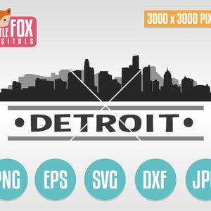 SVG SKYLINE DETROIT. Detroit Michigan Usa. Detroit Cut File Skyline City. Skyline Silhouette Detroit landmark Cut Design Silhouette Vector.
