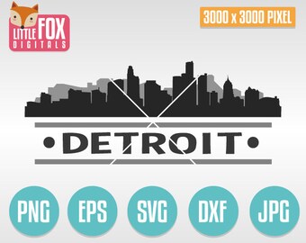 Detroit Skyline SVG, Stadt Silhouette Schnittdatei (Digitaler Download)