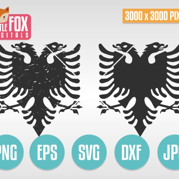 ALBANIA Flag Patriotic SVG. Albania Silhouette Clipart Heraldic, Cut File Vector Digital Scrapbook Double Headed Eagle Shqipëria Design.