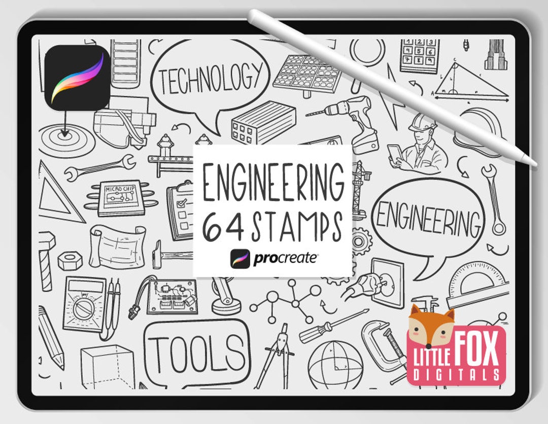 ENGINEERING STAMPS, Procreate Brushes, Engineer Icons, Electric Bundle