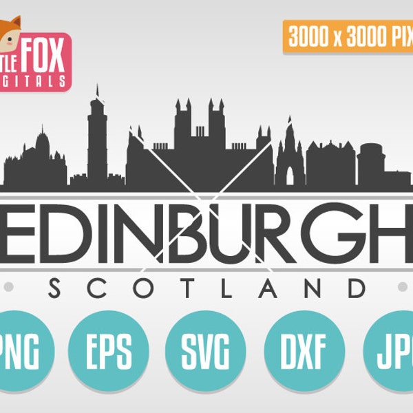 SVG Vector EDINBURGH SCOTLAND. Scottish Svg Skyline. Svg Cut File Clip Art Cutting File Svg Design. Silhouette Vector Svg Cityscape Horizon.
