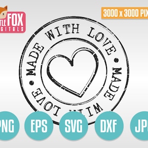 MADE MIT LIEBE SVG, Stempel Grunge. Schnittdatei Herz Silhouette . Handmade-Siegel erstellt, rundes Emblem. Produkt Schnitt Design Silhouette Vektor.