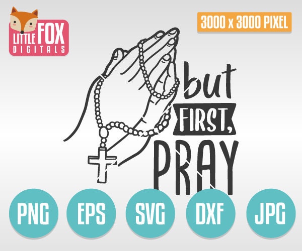 Religion File Vector Vintage design Cross Decor Print Silhouette Cut Design Vector. PRAYING HANDS with ROSARY doodle cuttable design