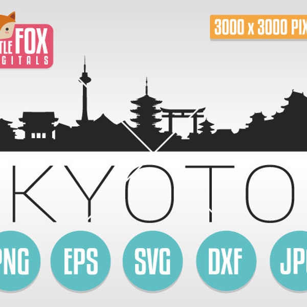 SVG SKYLINE KYOTO. Kyoto Japan Asia. Kyoto Cut File Skyline City. Kyoto Skyline Silhouette Japan. Kyoto Japan Cut Design Silhouette Vector.