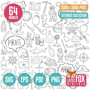 海賊 SVG 落書きアイコン ベクトル。ファンタジー ストーリー落書きアイコン クリップアート。おとぎ話の海賊武器手描き線デザイン クリップ カラーリング スケッチ。