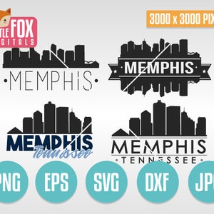 SVG MEMPHIS TENNESSEE Verenigde Staten. Pak Memphis Skyline in. Stad silhouet clipart. Memphis Set snijbare pictogrammen. Illustratie plakboek gesneden vector.