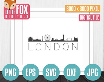 SVG SKYLINE LONDON. London England Uk. London Cut File Skyline City. London Skyline Silhouette. London Uk Cut Design Silhouette Vector.