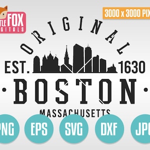 BOSTON, Masachusetts cut Silhouette Vector Skyline. City Landmark College Design Logo Cuttable Design. University Silhouette Cameo Cricut.
