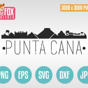 SVG Vector PUNTA CANA Dominican. Beach Svg Skyline. Svg Cut File Clip Art. Cutting File Svg Design. Silhouette Vector Svg Cityscape Horizon.