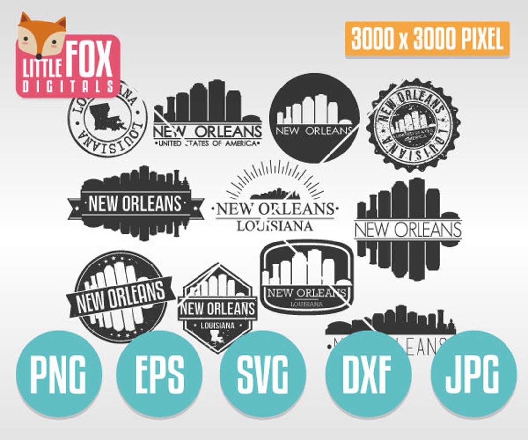 SVG NEW ORLEANS Louisiana Stamps. Svg Cut File. Svg Skyline New Orleans ...