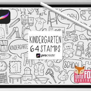 TAMPONS DE MATERNELLE, Procréer des brosses, Salle de classe, Icônes préscolaires, Bundle Baby Play Room Doodles. Ensemble de scrapbooking de planificateur d'autocollants numériques.