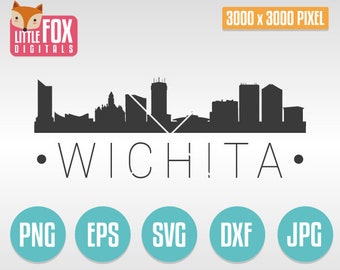 SVG SKYLINE WICHITA. Wichita Kansas Usa. Wichita Cut File Skyline City. Wichita Buildings Silhouette. Wichita Cut Design Silhouette Vector.