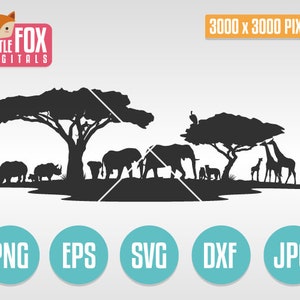 Safari Animals SVG, Africa Silhouette Cut File (Digital Download) image 1