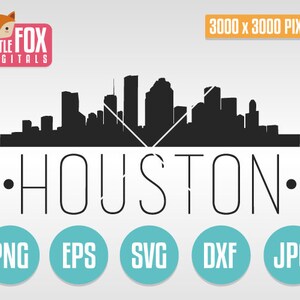 Houston Texas Skyline SVG Bundle, City Silhouette (vector Graphics, Png ...