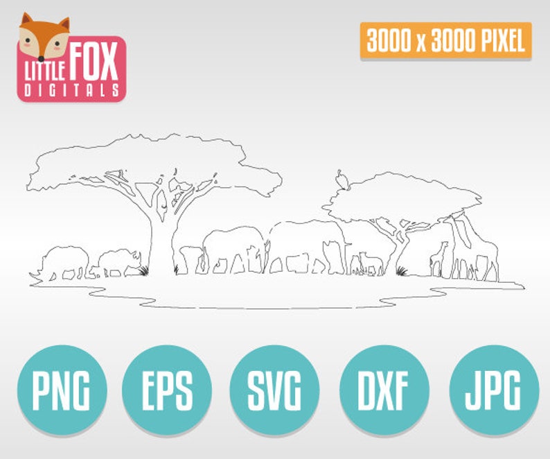 Safari Animals SVG, Africa Silhouette Cut File (Digital Download) image 2