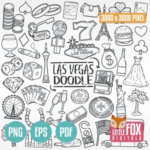 LAS VEGAS Nevada, Doodle de mariage de fête de casino. Album de cliparts icônes. Dessin au trait dessiné à la main, croquis à colorier. Fête de Las Vegas.