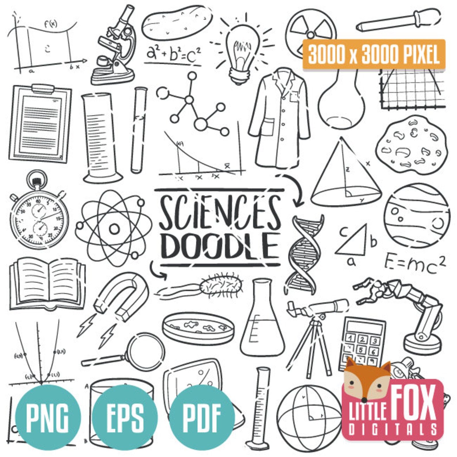 NATURAL SCIENCE Bundle. Earth Sciences Doodle Icons. Scientist Clip Art ...