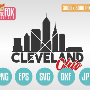 SVG SKYLINE CLEVELAND. Ohio Usa. Cleveland Cut File Skyline City. Cleveland Skyline Silhouette. Cleveland Cut Design Silhouette Vector.