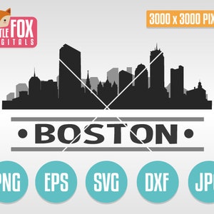 Horizonte de Boston en formato SVG. Boston, Massachusetts, EE. UU. Archivo de corte del horizonte de Boston. Silueta del horizonte de Boston. Diseño de silueta vectorial de Boston.