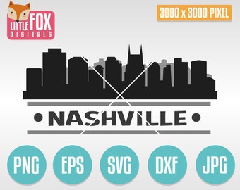SVG-SKYLINE NASHVILLE. Tennessee, VS. Stad silhouet. Gesneden ontwerp silhouet vector.