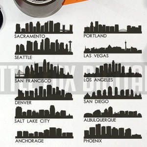 USA Skyline vol. 2 City West Coast Silhouette Clipart Set Digital Illustration Scrapbook PNG ZIP Transparent Design. image 1