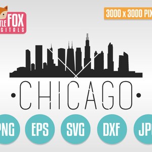 SVG SKYLINE CHICAGO. Chicago Illinois EUA. Arquivo de corte de Chicago Skyline City. Silhueta do horizonte de Chicago. Silhueta de design de corte de Chicago Vector.