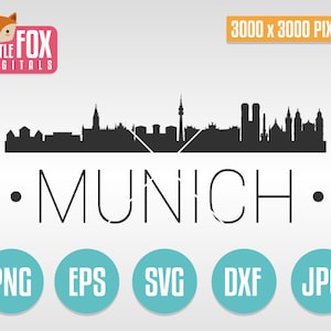 SVG Vector MUNICH GERMANY. Germany Svg Skyline. Svg Cut File Clip Art. Cutting File Svg Design. Silhouette Vector Svg Cityscape Horizon.